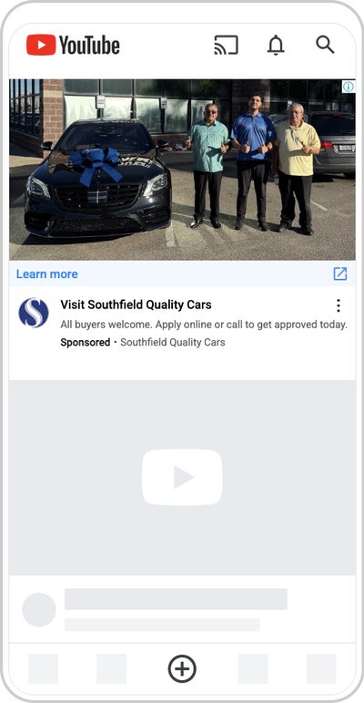 YouTube home feed ad