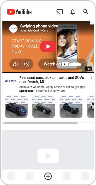 YouTube video ad with inventory